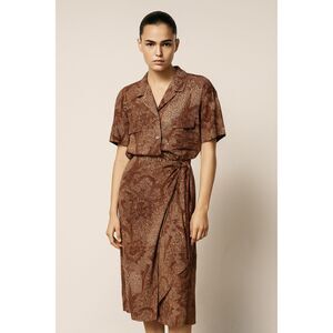 Max Mara Weekend Vintage Cotton Wrap Midi Skirt in Moody Floral Print 8